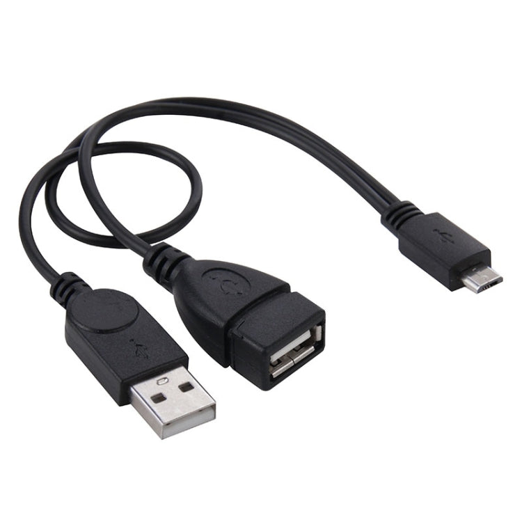 Micro USB to USB 2.0 Male & USB 2.0 Female Host OTG Converter Adapter Cable, Length: About 30cm(Black) - USB Cable by buy2fix | Online Shopping UK | buy2fix