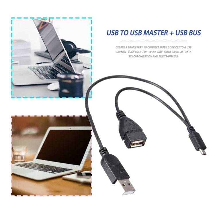 Micro USB to USB 2.0 Male & USB 2.0 Female Host OTG Converter Adapter Cable, Length: About 30cm(Black) - USB Cable by buy2fix | Online Shopping UK | buy2fix