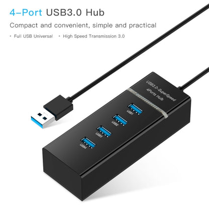 4 Ports USB 3.0 Hub Splitter with LED, Super Speed 5Gbps, BYL-P104(Black) - USB 3.0 HUB by buy2fix | Online Shopping UK | buy2fix