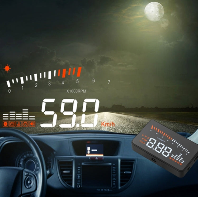 X5 HUD 3 inch Universal Multi Car Head Up Display with OBDII EOBD System, Light Sensors, Rotation Speed, Rotation Speed Unit, Unit Mark, Voltage, Water Temperature, Alarm mark(Black) - Head Up Display System by buy2fix | Online Shopping UK | buy2fix