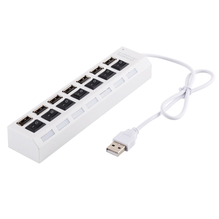 7 Ports USB Hub 2.0 USB Splitter High Speed 480Mbps with ON/OFF Switch / 7 LEDs(White) - USB 2.0 HUB by buy2fix | Online Shopping UK | buy2fix