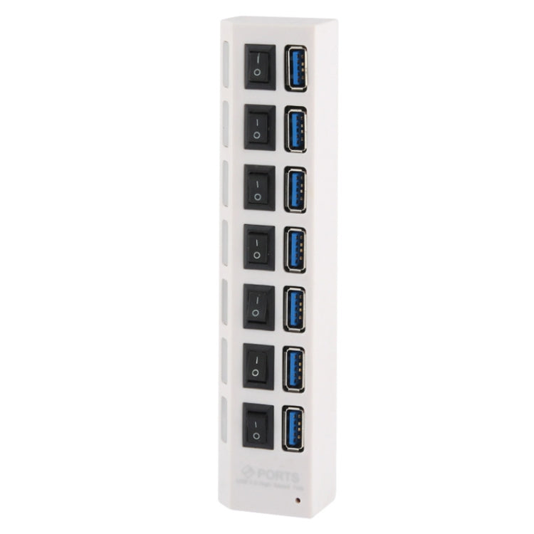 7 Ports USB 3.0 HUB, Super Speed 5Gbps, Plug and Play, Support 1TB(White) - USB 3.0 HUB by buy2fix | Online Shopping UK | buy2fix