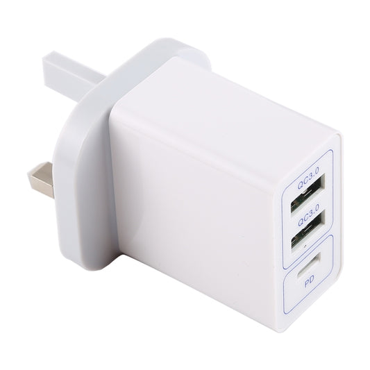 3A Max Output USB-PD + Dual QC3.0 USB Ports Travel Fast Charger, UK Plug - USB Charger by buy2fix | Online Shopping UK | buy2fix