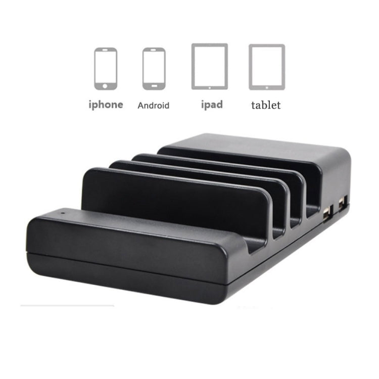 YM-UD04(5.1A) 4-Port USB Charging Dock Docking Station, For iPhone, iWatch, iPad, Galaxy, Tablets, US Plug, UK Plug, EU Plug, AU Plug(Black) - Multifunction Charger by buy2fix | Online Shopping UK | buy2fix