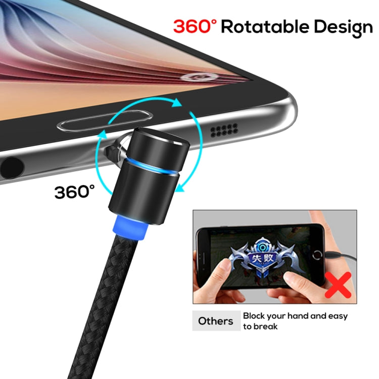 TOPK 2m 2.4A Max USB to Micro USB 90 Degree Elbow Magnetic Charging Cable with LED Indicator(Black) - Mobile Accessories by TOPK | Online Shopping UK | buy2fix