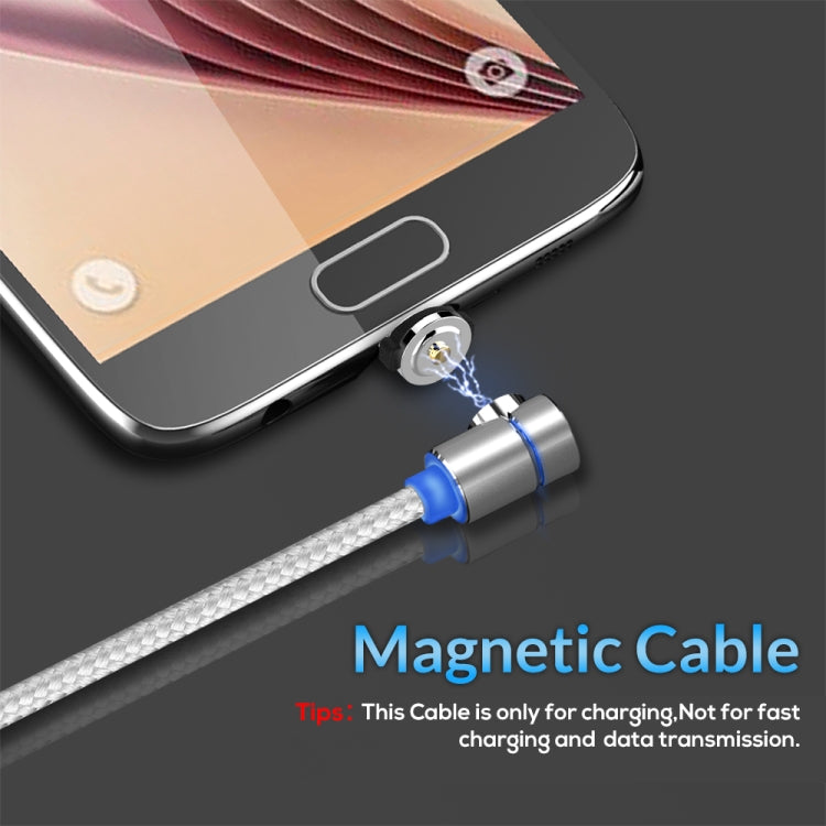 TOPK 2m 2.4A Max USB to Micro USB 90 Degree Elbow Magnetic Charging Cable with LED Indicator(Silver) - Mobile Accessories by TOPK | Online Shopping UK | buy2fix