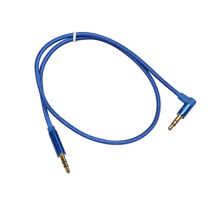 AV01 3.5mm Male to Male Elbow Audio Cable, Length: 50cm(Blue) - Aux Cable by buy2fix | Online Shopping UK | buy2fix