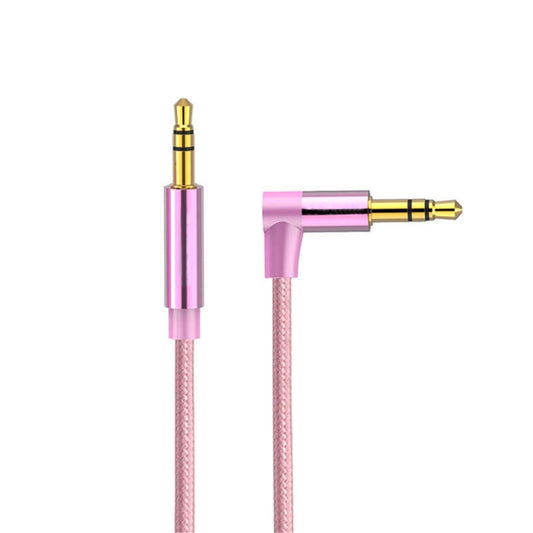 AV01 3.5mm Male to Male Elbow Audio Cable, Length: 50cm(Rose Gold) - Aux Cable by buy2fix | Online Shopping UK | buy2fix