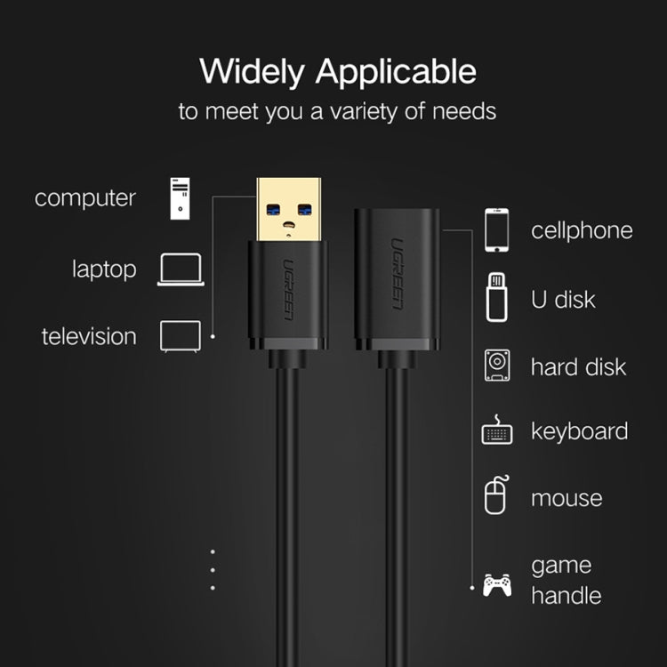 Ugreen 2m USB 3.0 Male to Female Data Sync Super Speed Transmission Extension Cord Cable - USB 3.0 by UGREEN | Online Shopping UK | buy2fix