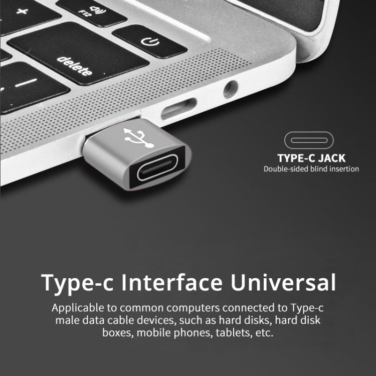 USB-C / Type-C Female to USB 2.0 Male Aluminum Alloy Adapter, Support Charging & Transmission(Silver) - Type-C Adapter by buy2fix | Online Shopping UK | buy2fix