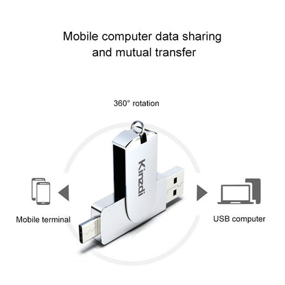 Kinzdi 32GB USB 3.0 + Type-C 3.0 Interface Metal Twister Flash Disk V11 (Silver) - USB Flash Drives by Kinzdi | Online Shopping UK | buy2fix