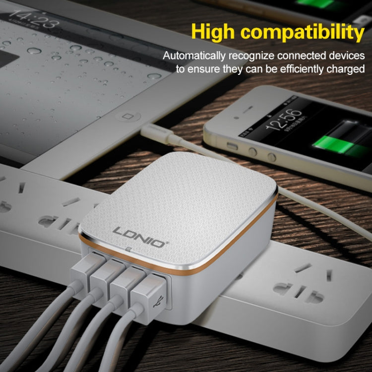 LDNIO A4404 4.4A 4 x USB Ports Smart Travel Charger, EU Plug - Mobile Accessories by LDNIO | Online Shopping UK | buy2fix