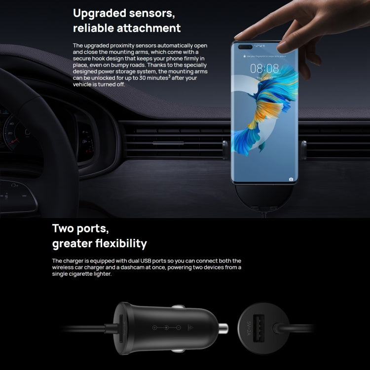 Original Huawei CK030 50W Max SuperCharge Smart Infrared Sensor Car Wireless Charger(Black) - In Car by Huawei | Online Shopping UK | buy2fix