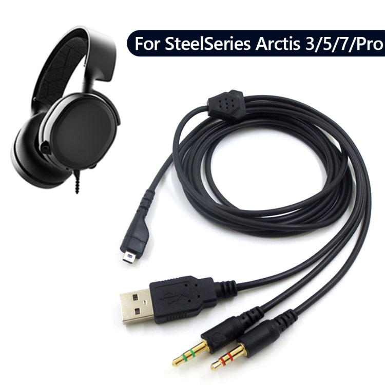 ZS0224 3-Prong Headphone Audio Cable for SteelSeries Arctis 3 / 5 / 7 / Pro (Black) - Headset Accessories by buy2fix | Online Shopping UK | buy2fix