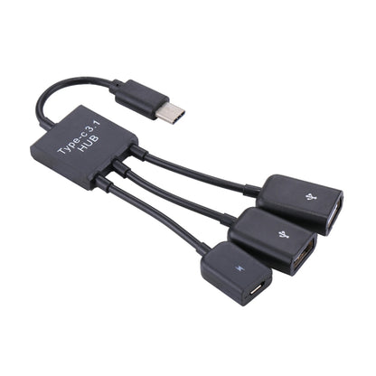 Portable USB-C / Type-C Male to Dual USB Ports Female + Micro USB Female Mini Cable Hub Splitter Adapter - Computer & Networking by buy2fix | Online Shopping UK | buy2fix