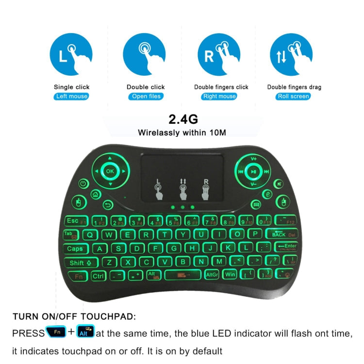 I8 Max 2.4GHz Mini Wireless Keyboard with Touchpad Rechargeable Fly Air Mouse Smart Game 7-color Backlit -  by buy2fix | Online Shopping UK | buy2fix