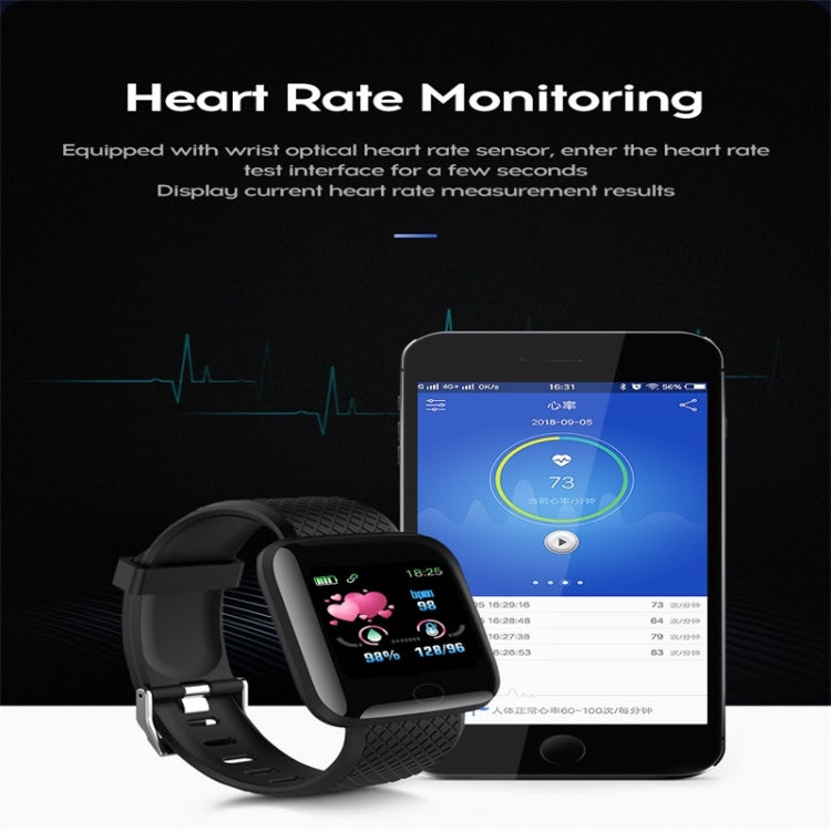 116plus 1.3 inch Color Screen Smart Bracelet IP67 Waterproof, Support Call Reminder/ Heart Rate Monitoring /Blood Pressure Monitoring/ Sleep Monitoring/Excessive Sitting Reminder/Blood Oxygen Monitoring(Purple) - Smart Wear by buy2fix | Online Shopping UK | buy2fix