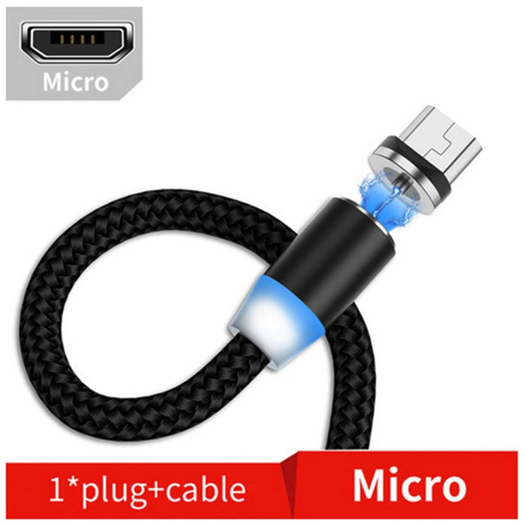 USB to Micro USB Magnetic Metal Connector Nylon Two-color Braided Magnetic Data Cable, Cable Length: 1m(Black) - Mobile Accessories by buy2fix | Online Shopping UK | buy2fix