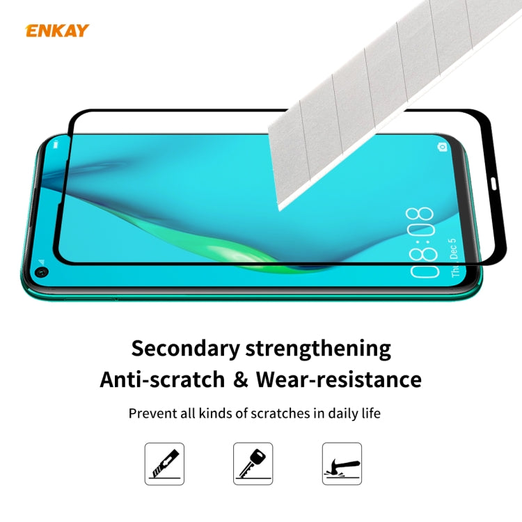 For Huawei P40 Lite ENKAY Hat-Prince Full Glue 0.26mm 9H 2.5D Tempered Glass Full Coverage Film - Mobile Accessories by ENKAY | Online Shopping UK | buy2fix