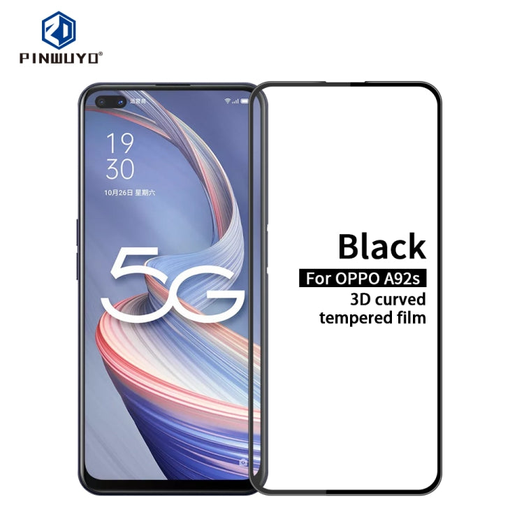 For OPPO A92S PINWUYO 9H 3D Curved Full Screen Explosion-proof Tempered Glass Film(Black) - OPPO Tempered Glass by PINWUYO | Online Shopping UK | buy2fix