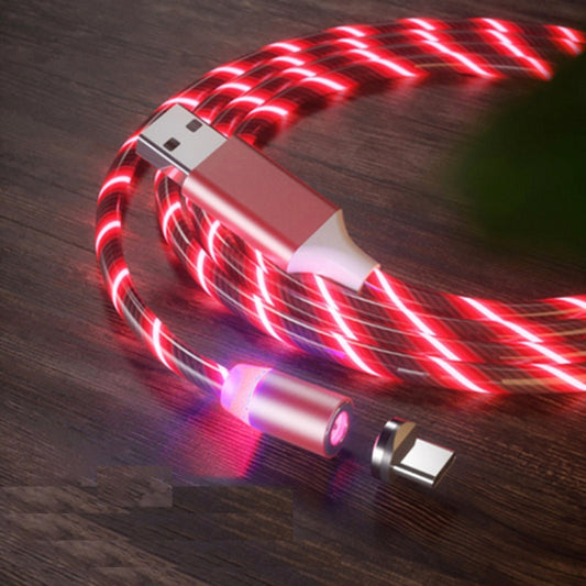 USB to Type-C / USB-C Magnetic Suction Colorful Streamer Mobile Phone Charging  Cable, Length: 1m(Red Light) - Mobile Accessories by buy2fix | Online Shopping UK | buy2fix