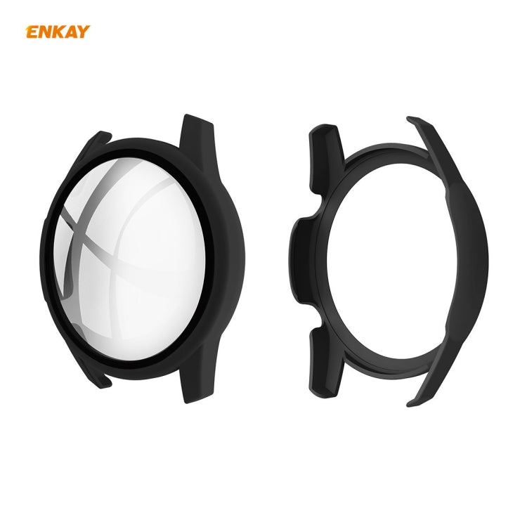 For Huawei Watch GT 2 46mm ENKAY Hat-Prince ENK-AC8202 Full Coverage PC Frosted Case + 9H Tempered Glass Protector(Black) - Watch Cases by ENKAY | Online Shopping UK | buy2fix