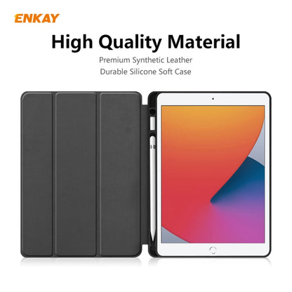 For iPad 10.2 2021 / 2020 / 2019 ENKAY ENK-8016 PU Leather + TPU Smart Case with Pen Slot(Black) - iPad 10.2 Cases by ENKAY | Online Shopping UK | buy2fix