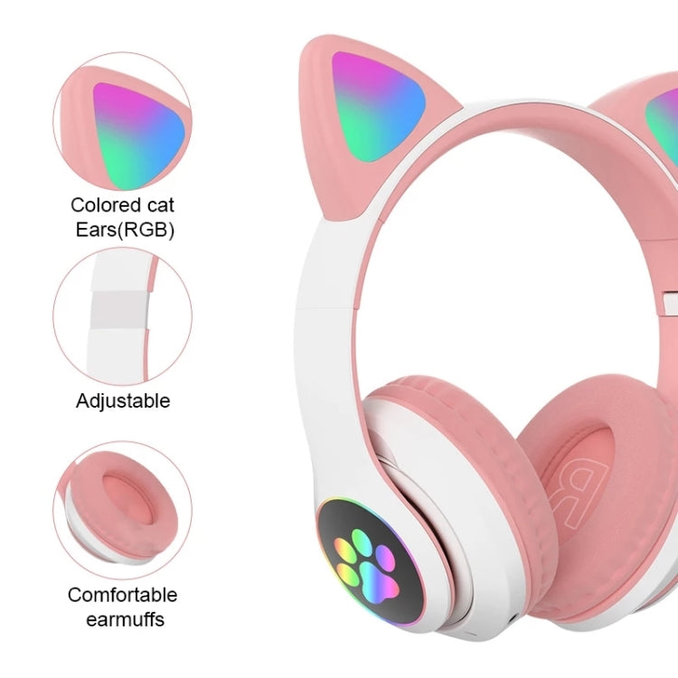 T&G TN-28 3.5mm Bluetooth 5.0 Dual Connection RGB Cat Ear Bass Stereo Noise-cancelling Headphones Support TF Card With Mic(Green) - Headset & Headphone by T&G | Online Shopping UK | buy2fix