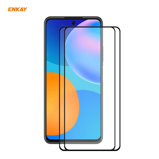 For Huawei P Smart 2021 2 PCS ENKAY Hat-Prince Full Glue 0.26mm 9H 2.5D Tempered Glass Full Coverage Film - Huawei Tempered Glass by PINWUYO | Online Shopping UK | buy2fix