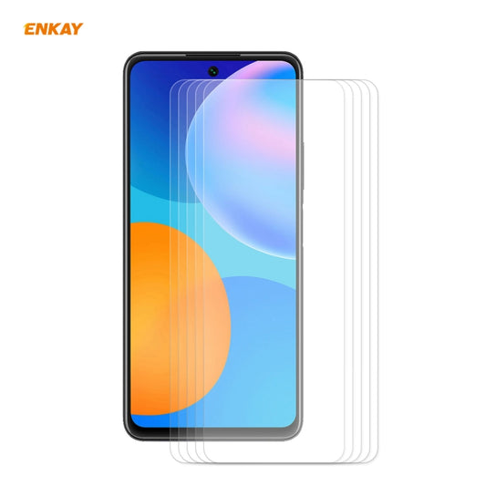 For Huawei P Smart 2021 5 PCS ENKAY Hat-Prince 0.26mm 9H 2.5D Curved Edge Tempered Glass Film - Huawei Tempered Glass by PINWUYO | Online Shopping UK | buy2fix