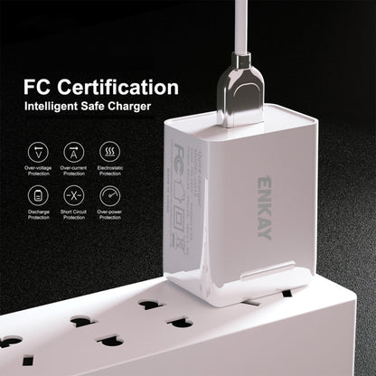 ENKAY Hat-Prince U036 18W 3A QC3.0 Fast Charging Power Adapter US Plug Portable Travel Charger With 3A 1m Type-C Cable - Mobile Accessories by ENKAY | Online Shopping UK | buy2fix