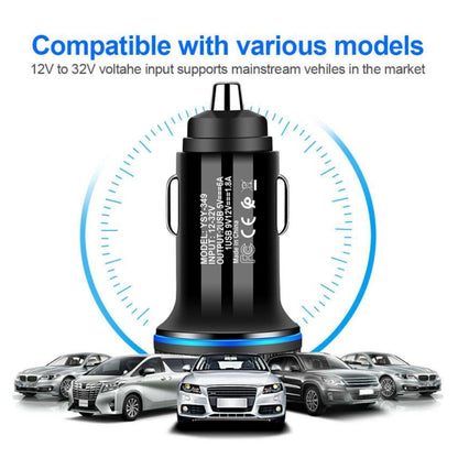 YSY-349 QC3.0 Dual Port USB Car Charger + 3A USB to USB-C / Type-C Data Cable, Length: 1m(Black) - In Car by buy2fix | Online Shopping UK | buy2fix