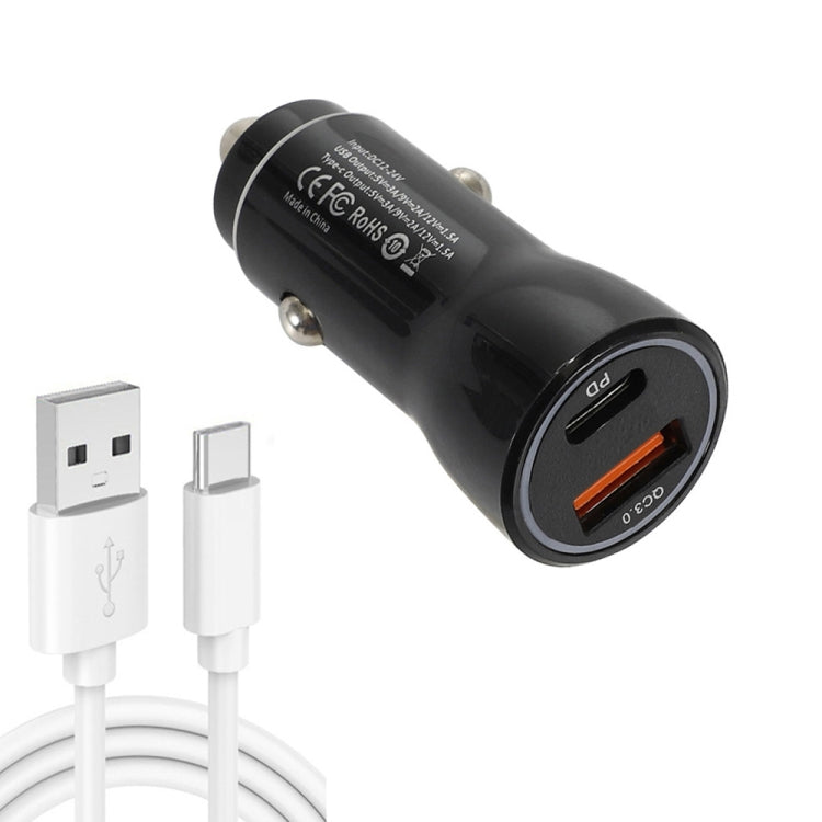 P21 Portable PD 20W + QC3.0 18W Dual Ports Fast Car Charger with USB to Type-C Cable Kit(White) - In Car by buy2fix | Online Shopping UK | buy2fix