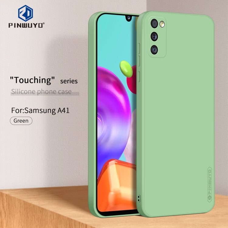 For Samsung Galaxy A41 PINWUYO Touching Series Liquid Silicone TPU Shockproof Case(Green) - Galaxy Phone Cases by PINWUYO | Online Shopping UK | buy2fix