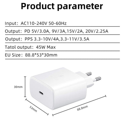 M135 45W USB-C / Type-C Port Fast Charger, EU Plug(White) - Mobile Accessories by buy2fix | Online Shopping UK | buy2fix