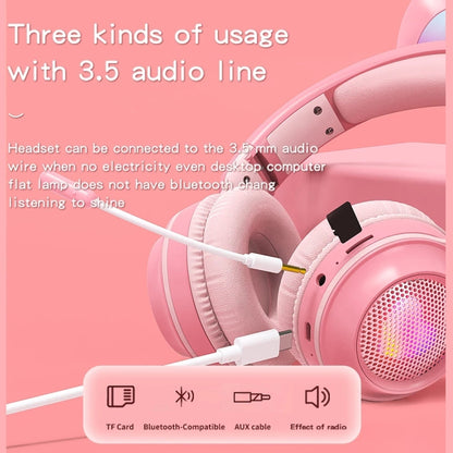 KE-01 Rabbit Ear Wireless Bluetooth 5.0 Stereo Music Foldable Headset with Mic For PC(Pink) - Apple Accessories by buy2fix | Online Shopping UK | buy2fix
