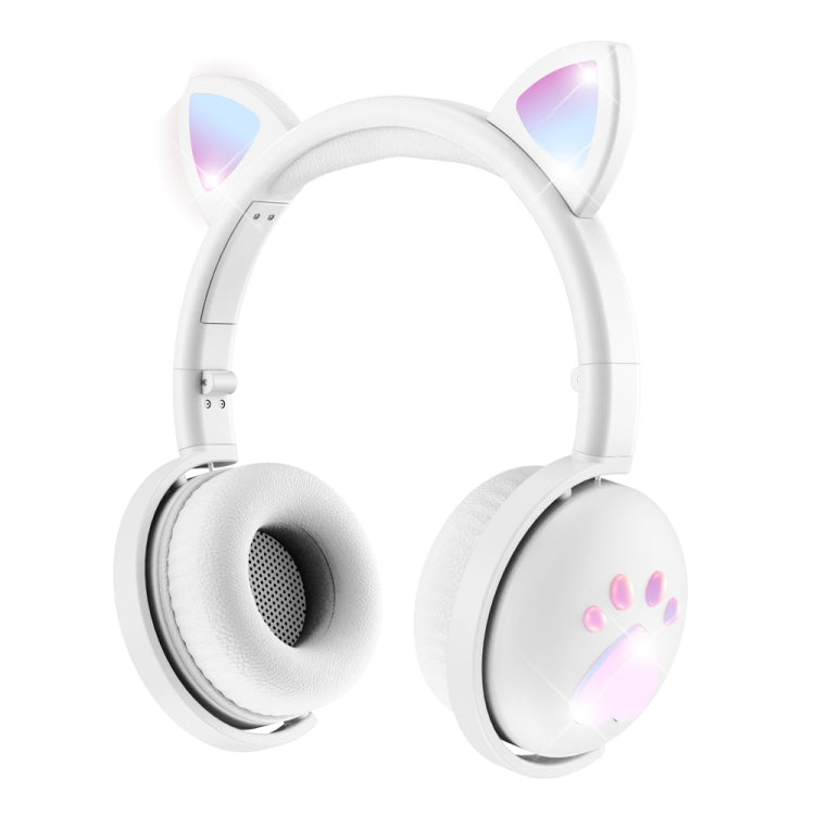 BK9 HiFi 7.1 Surround Sound Cat Claw Luminous Cat Ear Bluetooth Gaming Headset with Mic(White) - Multimedia Headset by buy2fix | Online Shopping UK | buy2fix