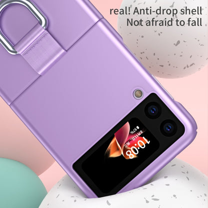 For Samsung Galaxy Z Flip3 5G Skin Feel Folding Phone Case with Drawstring Key Chain(Purple) - Samsung Accessories by buy2fix | Online Shopping UK | buy2fix