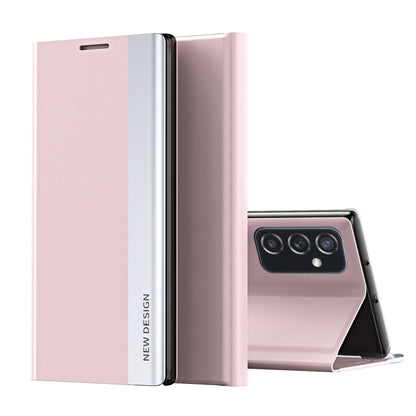 For Samsung Galaxy A53 5G Side Electroplated Magnetic Flip Leather Case with Holder(Pink) - Samsung Accessories by buy2fix | Online Shopping UK | buy2fix