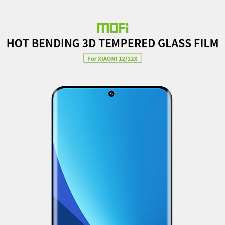 For Xiaomi 12 / 12X MOFI 9H 3D Explosion-proof Hot Bending Tempered Glass Full Film(Black) -  by MOFI | Online Shopping UK | buy2fix