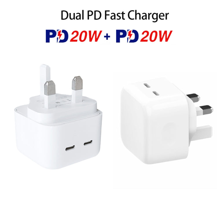 SDC-40W Dual PD USB-C / Type-C Charger for iPhone / iPad Series, UK Plug - Apple Accessories by buy2fix | Online Shopping UK | buy2fix