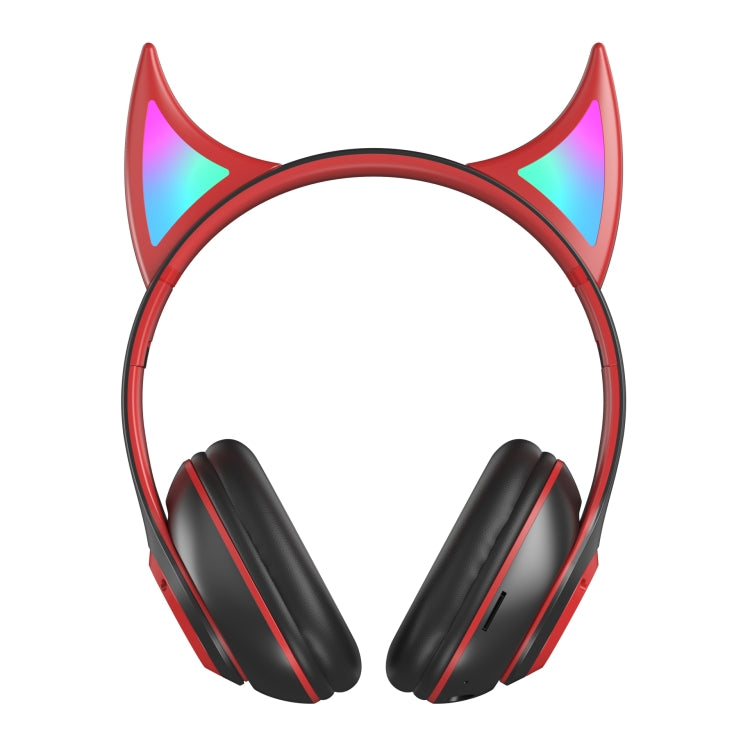 STN25 Devil Ear RGB Light Wireless Music Headset For Children with Mic(Black+Red) - Apple Accessories by buy2fix | Online Shopping UK | buy2fix