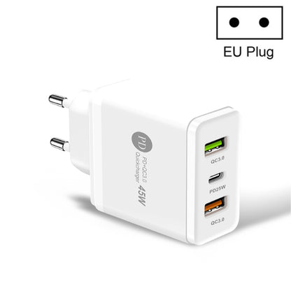 45W PD3.0 + 2 x QC3.0 USB Multi Port Quick Charger, EU Plug(White) - Apple Accessories by buy2fix | Online Shopping UK | buy2fix