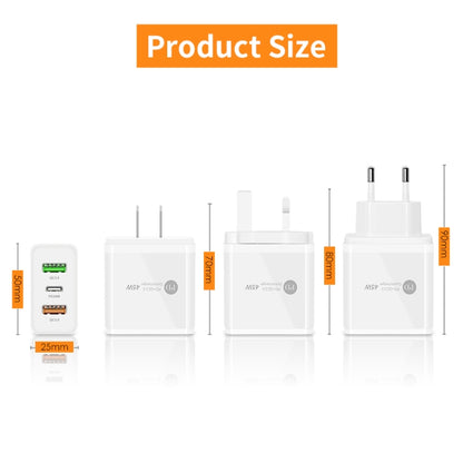 45W PD25W + 2 x QC3.0 USB Multi Port Charger with USB to 8 Pin Cable, EU Plug(White) - Apple Accessories by buy2fix | Online Shopping UK | buy2fix