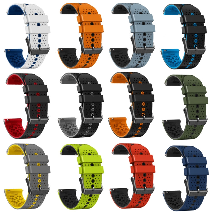 For Garmin vivoactive 4 22mm Perforated Two-Color Silicone Watch Band(Orange+Black) - Watch Bands by buy2fix | Online Shopping UK | buy2fix