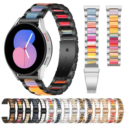 For Galaxy Watch 5 40 / 44mm Interbead Resin Metal Watch Band(Rose Gold White) - Watch Bands by buy2fix | Online Shopping UK | buy2fix