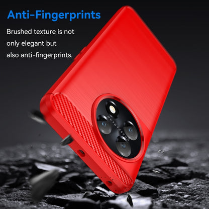 For OnePlus 11 Brushed Texture Carbon Fiber TPU Phone Case(Red) - OnePlus Cases by buy2fix | Online Shopping UK | buy2fix