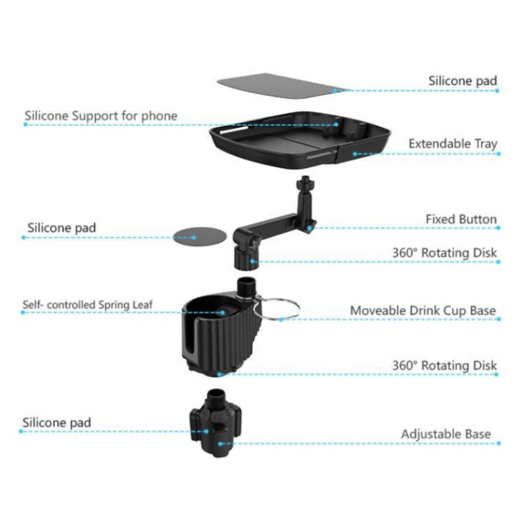 A01 Universal Adjustable Car Tray Portable Cup Holder Meal Tray Expanded Car Cup Holder - In Car by buy2fix | Online Shopping UK | buy2fix