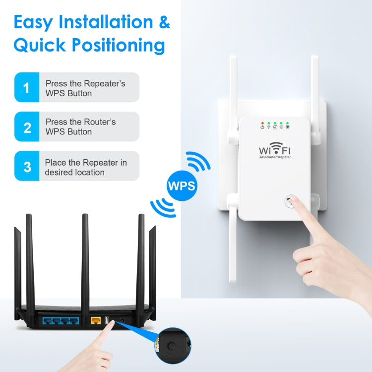 U8 300Mbps Wireless WiFi Repeater Extender Router Wi-Fi Signal Amplifier WiFi Booster(EU Plug) -  by buy2fix | Online Shopping UK | buy2fix