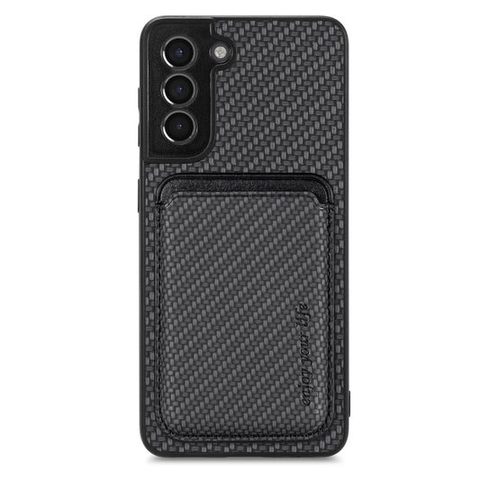 For Samsung Galaxy S21 5G Carbon Fiber Leather Card Magsafe Magnetic Phone Case(Black) - Galaxy S21 5G Cases by buy2fix | Online Shopping UK | buy2fix